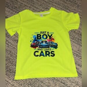 Neon Yellow Kids Car T-Shirt